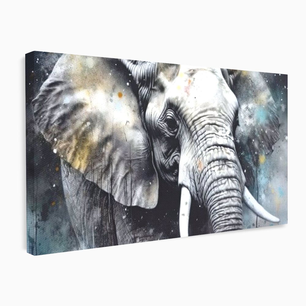 Tablou canvas cu tablou canvas cu cap de elefant, fara rama, pe sasiu de lemn